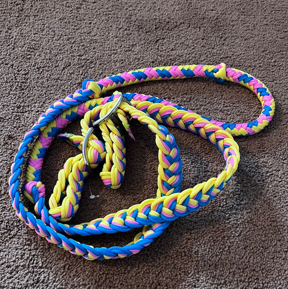 Pink/Blue/Yellow Barrel Reins