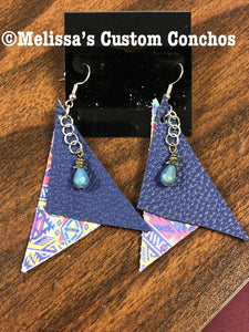 Multi Color/ Blue Leather Earrings