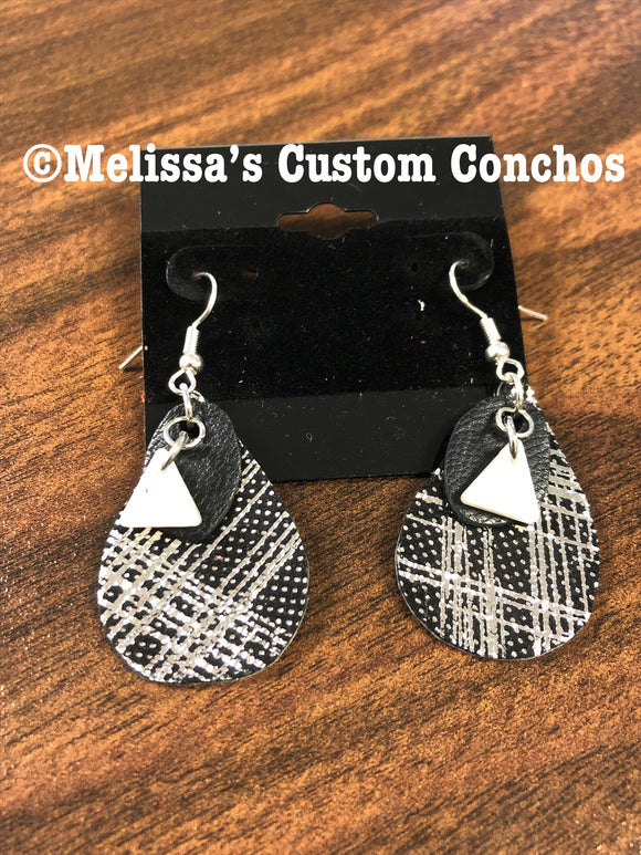 Black/Silver Leather Earrings