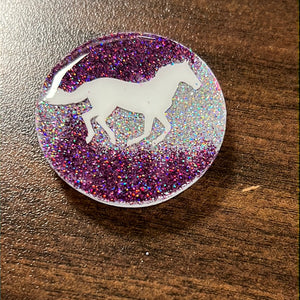 Purple/Silver Running Horse Pop Socket