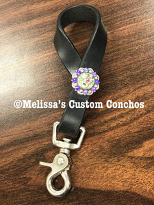 Black Oil Tie Down Keeper with Purple & Peridot