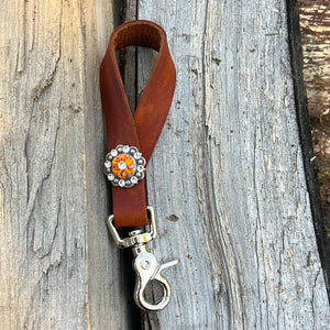 Tan Oil Tie Down Keeper with Orange