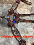 Cheetah Tack Set with Red/Gold Flowers