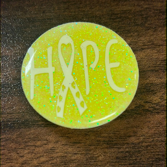 Neon Yellow Hope Ribbon Pop Socket