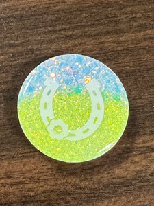 Yellow/Silver Horseshoe Pop Socket