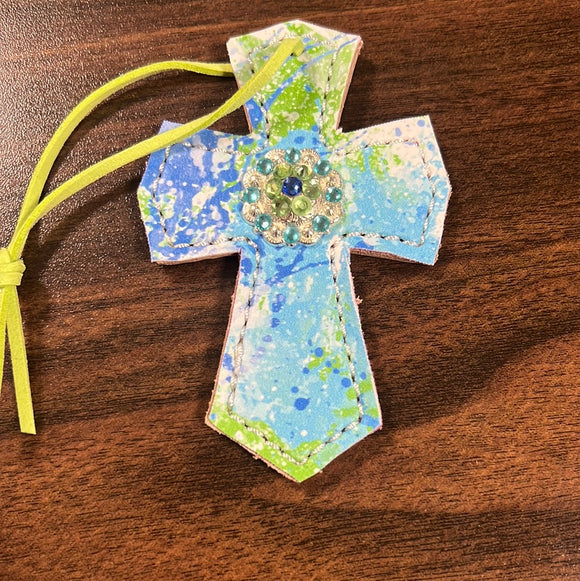 Blue/Turquoise/Green Saddle Cross