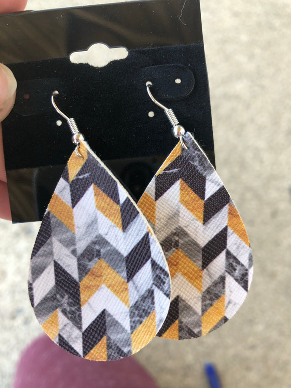 Gold, Gray, & White  Earrings