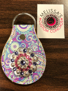 Paisley leather keychain