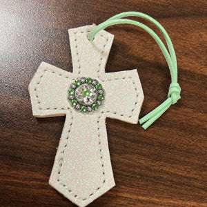 Sparkly White Saddle Cross