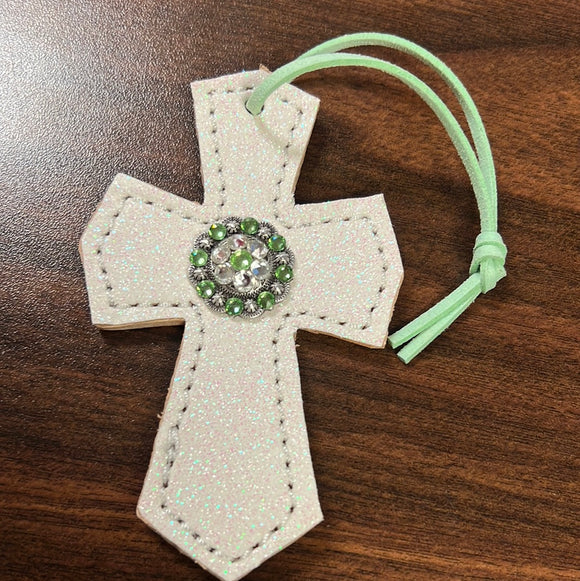 Sparkly White Saddle Cross