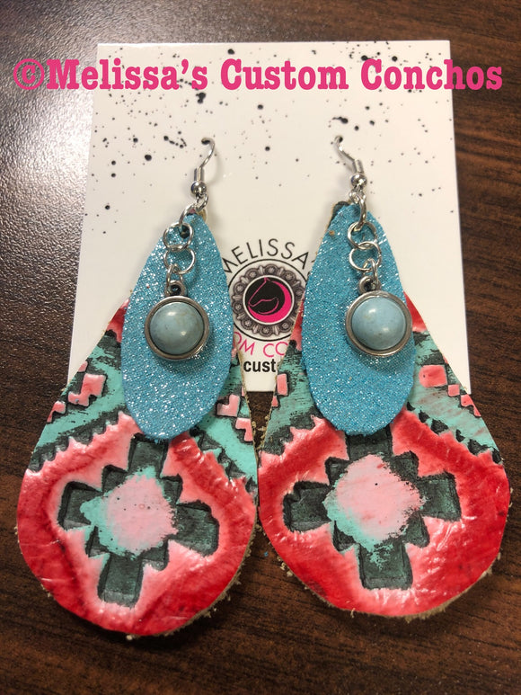 Turquoise Leather Earrings