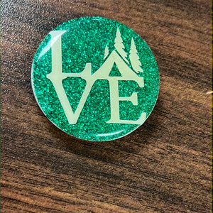 Green Love Camping Pop Socket