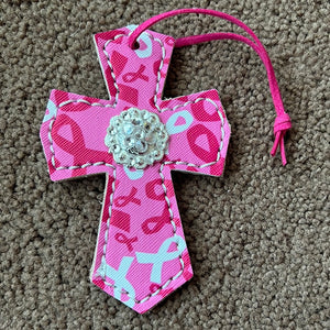 Breast Cancer Ribbon Saddle Cross