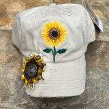 Sunflower Baseball Hat with flower