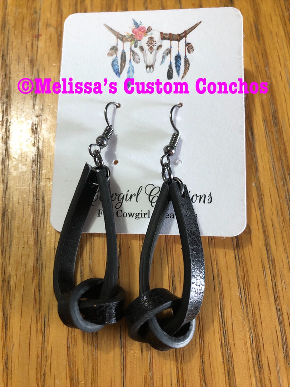 Leather Knot Loop Earrings