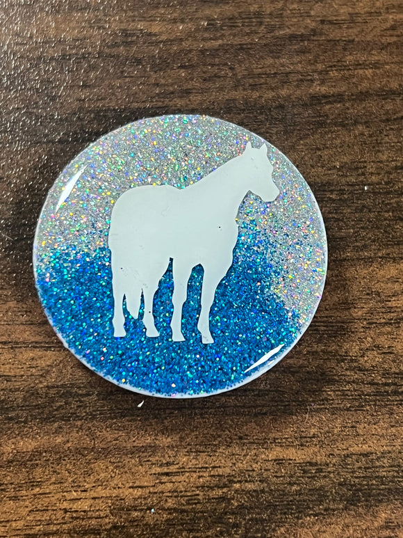 Blue/Silver Horse Pop Socket