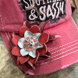 Cheetah Sweet Southern & Sassy Baseball Hat with flower