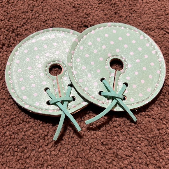 Mint and White Polka Dot Leather Bit Guards