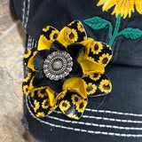 Sunflower Baseball Hat with flower