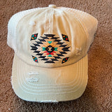 Cream Aztec Criss Cross High Pony Baseball Hat