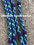 Lime Green/Purple/Blue Barrel Reins