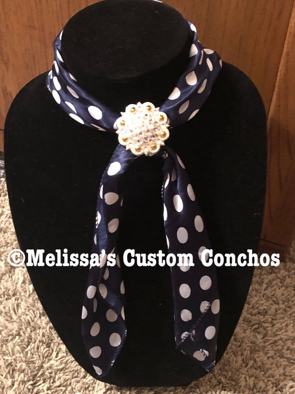 Navy Polka Dots Scarf