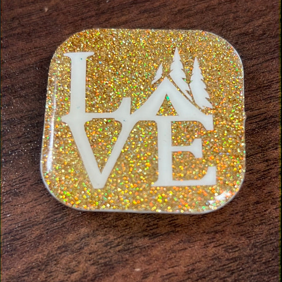 Gold Love Camping Pop Socket