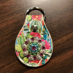 Cactus leather keychain